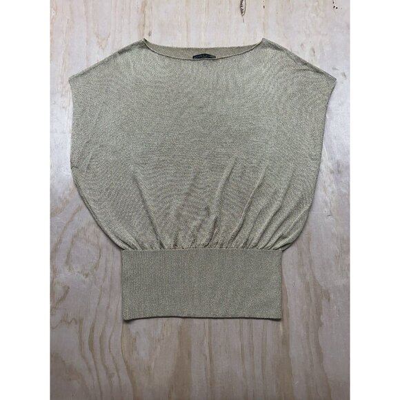 Alice + Olivia Tops - Alice & Olivia Sparkly Scoop Neck Dolman Women's Blouse M Gold Going Out Party